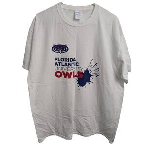 Florida Atlantic University (FAU) Owls T-Shirt, White Cotton, Size XL